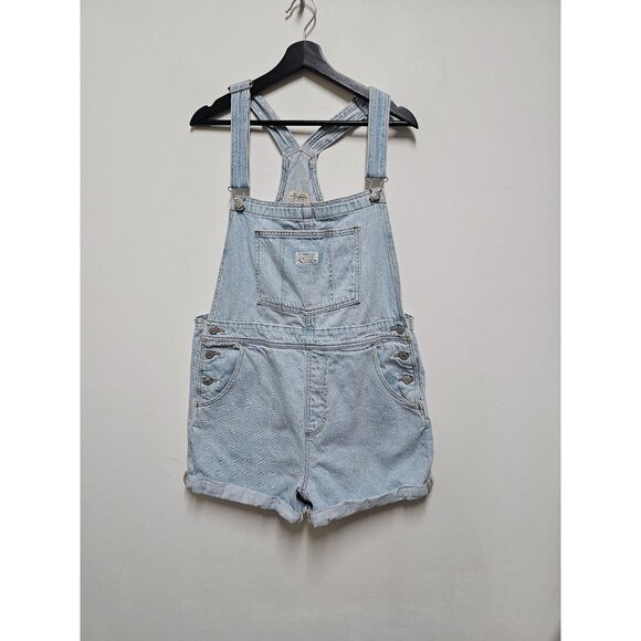Levis Premium Shortall Clean Sweep Vintage Denim Blue overalls Shorts L - Picture 1 of 8